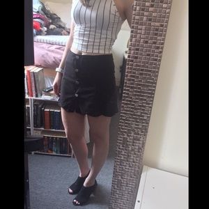 Black Buttoned Suede Skirt
